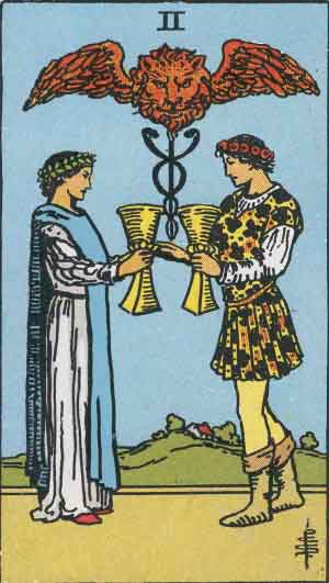 Dos de Copas, carta del tarot Rider-Waite-Smith