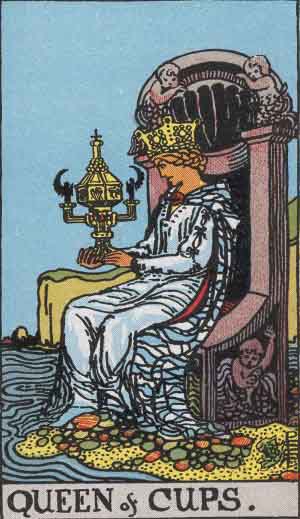 Königin der Kelche, Tarotkarte aus dem Rider-Waite-Smith-Deck