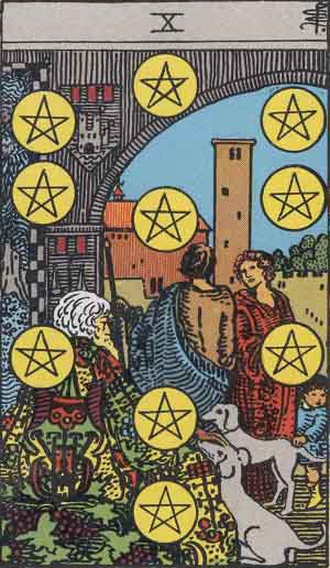 Diez de Oros, carta del tarot Rider-Waite-Smith