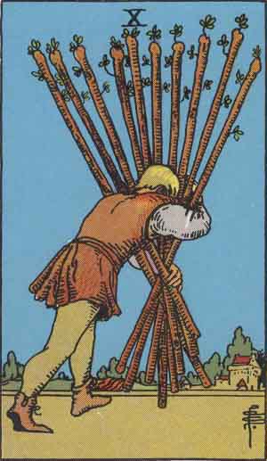 Diez de Bastos, carta del tarot Rider-Waite-Smith