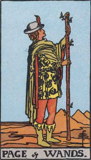 Sota de Bastos, carta del tarot Rider-Waite-Smith