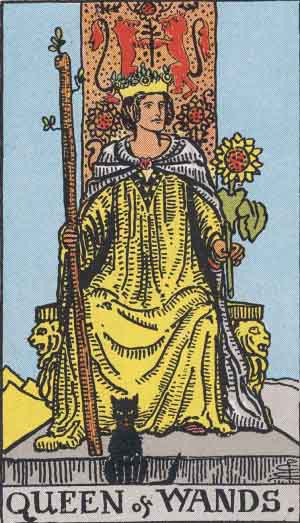 Reina de Bastos, carta del tarot Rider-Waite-Smith