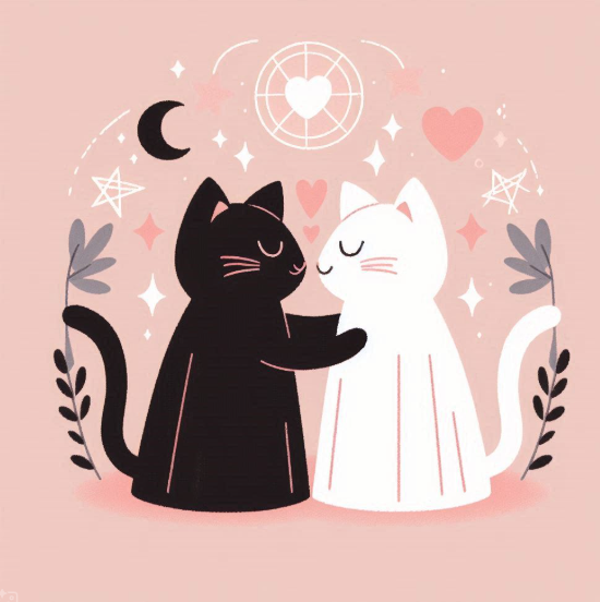 two cats in lvoe with a heart symbol