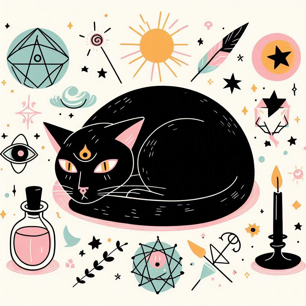 an angry, tired black catwith a third eye marking bhindi