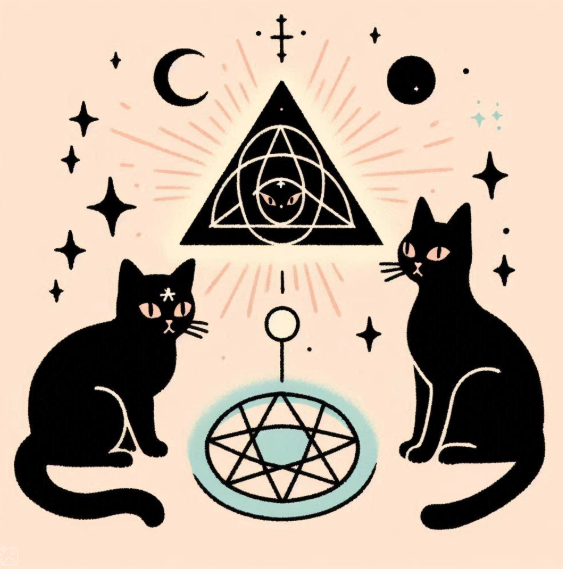 two black cats illustration pastel